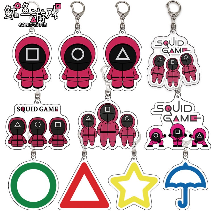 Móc Khóa Hình Mặt Nạ Đỏ Hoạt Hình Bằng Acrylic Dùng Để Hóa Trang Nhân Vật Six TV Series Lee Jung Jae