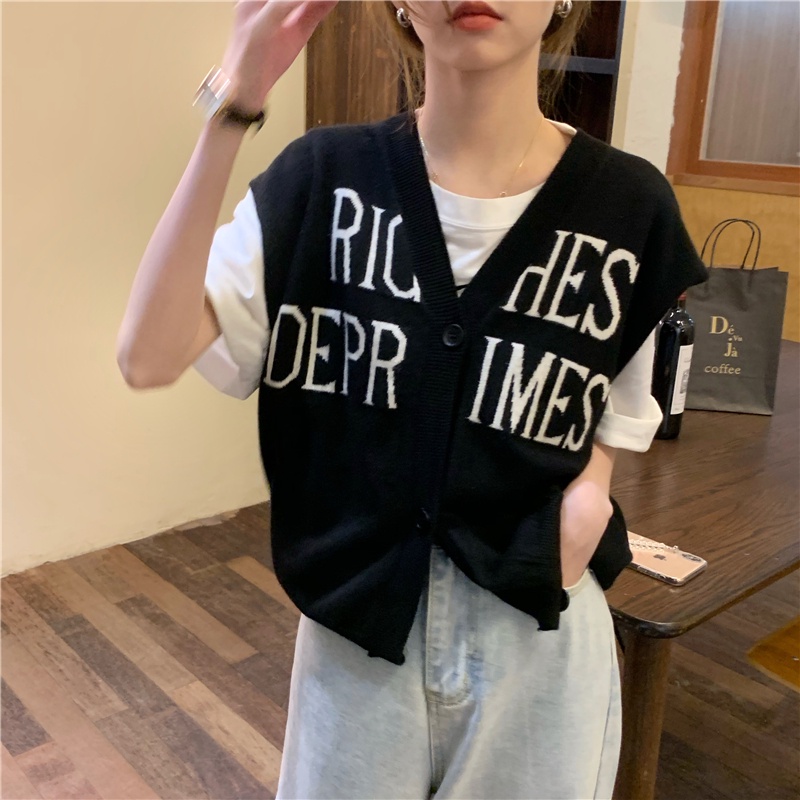 HoneySexy Áo vest nữ cổ chữ V dệt kim mùa hè áo khoác ngoài mỏng không tay thời trang retro hàn quốc | BigBuy360 - bigbuy360.vn