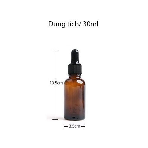 Chai chiết serum tinh dầu NÂU ĐEN đầu bóp đầy đủ kích thước 30ml