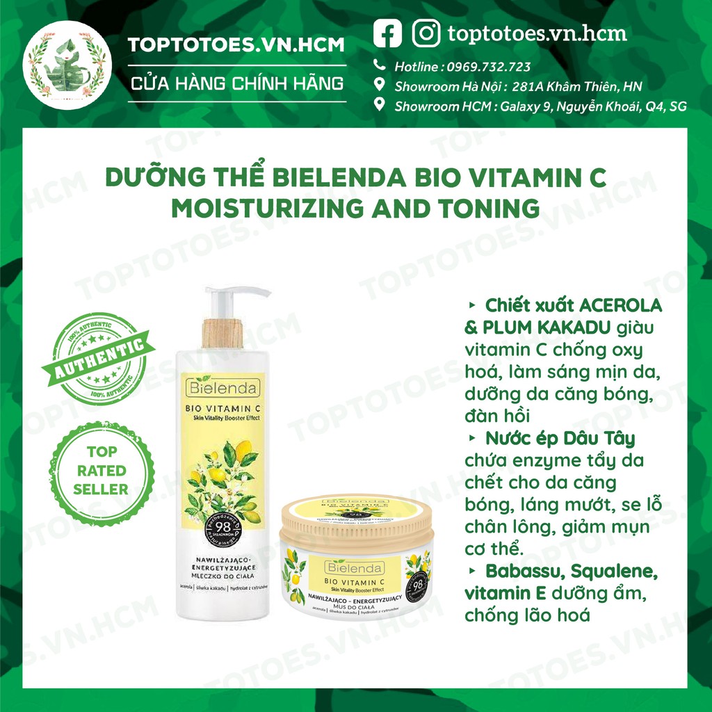 Dưỡng thể trắng da Bielenda Bio Vitamin C dưỡng ẩm, làm sáng mịn da