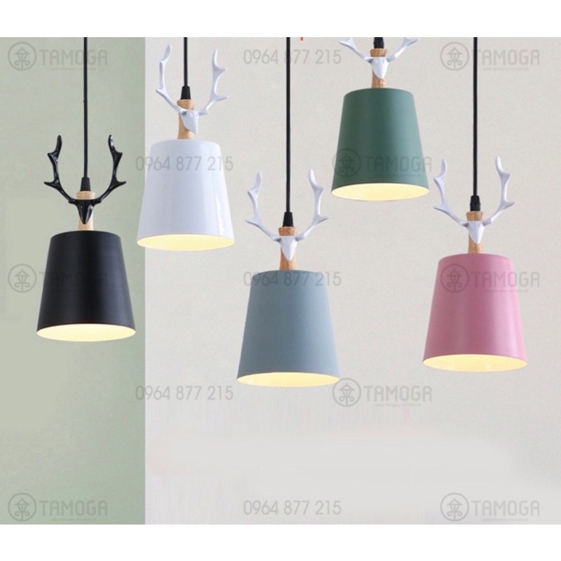 Bộ 03 Đèn thả trần trang trí sừng hươu DT 5057/3+ Tặng kèm bóng led AS Vàng