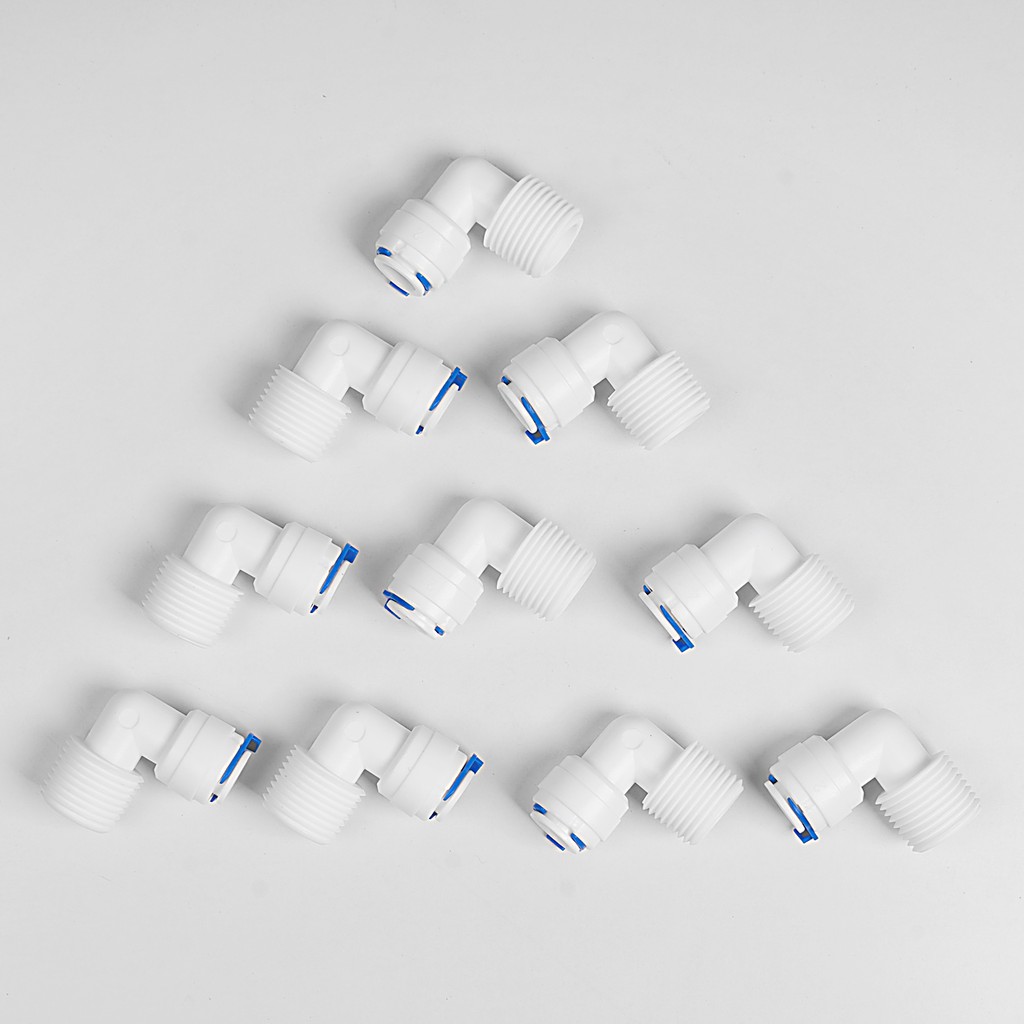 Bộ 10 co, cút vuông  ren 21 ra dây 6 hoặc dây 10mm nhấn – nối nhanh