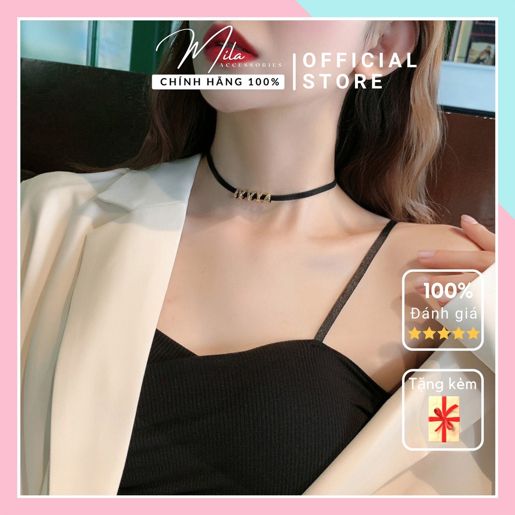 Vòng cổ nữ choker titan đẹp MILA V103 ❤️THỜI THƯỢNG❤️ dây đen huyền bí mặt Titan không gỉ sáng bóng Mila Accessories