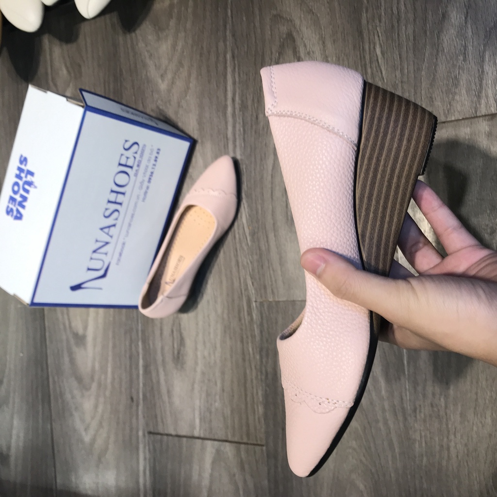 Giày Đế Xuồng nữ da bò mềm êm chân LUNASHOES 24813 giầy Mũi Nhọn 5p HÀNG CAO CẤP bảo hành 2 năm