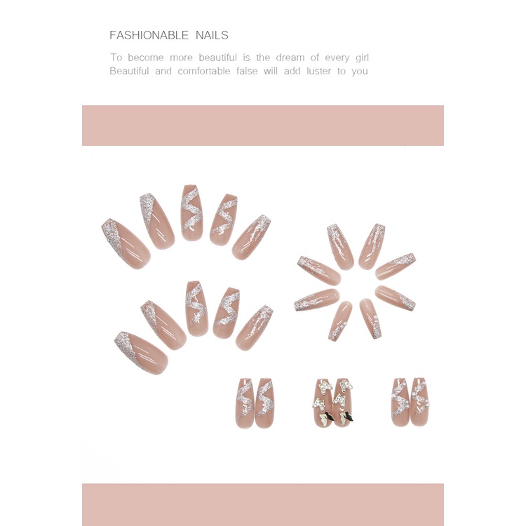 Bộ Móng Tay Giả Kiểu Áo Giáp Đính Đá Hình Bướm Bay Lấp Lánh Có Thể Tháo Rời Phong Cách Nhật Bản