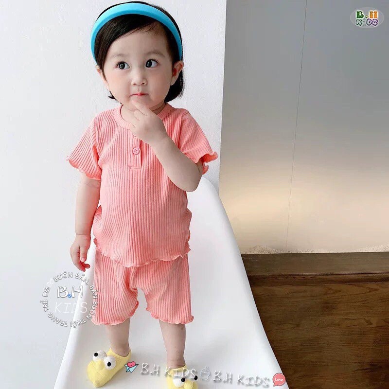 Đồ bộ bé trai bé gái cộc tay quần lửng chất tăm lạnh_Quần áo trẻ em