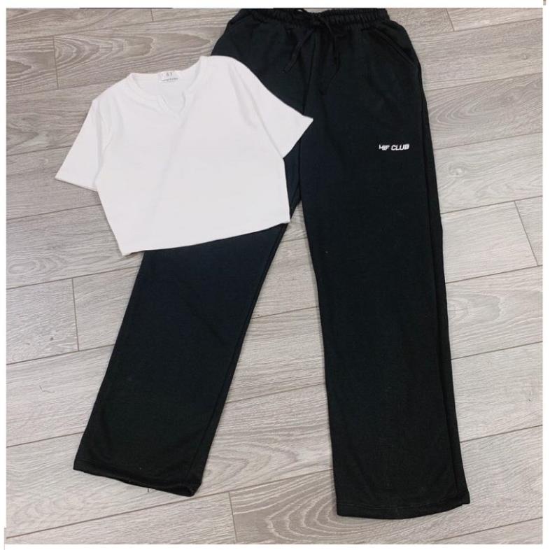 Quần Thể Thao Jogger / Áo Thun Ôm Cổ Tim - BT FASHION JU02