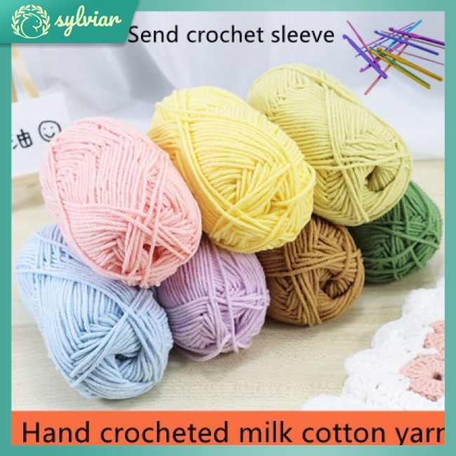 [sylviar] ❤️ Cuộn Len Cotton Sữa Đan Móc Chất Lượng Cao