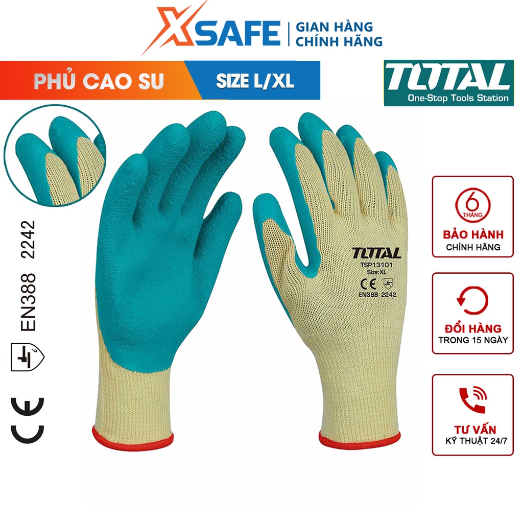 Găng tay bảo hộ phủ cao su Total TSP13101 chống dầu nhớt, tăng độ bám găng tay lao động đa năng[CHÍNH HÃNG]