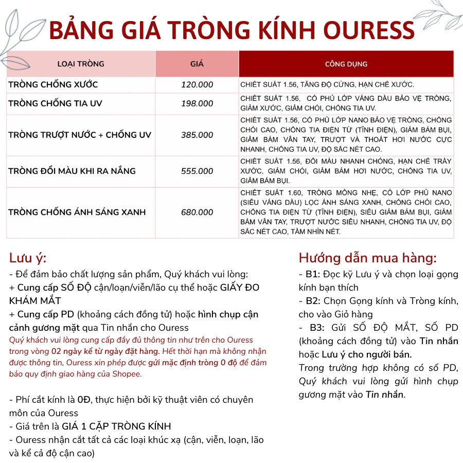 Gọng kính Ovan Hợp Kim Ouress 8507 Siêu Bền Dễ Thương