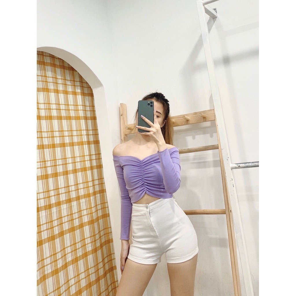 Quần short jean nữ đai trơn ( chất giãn ) kiểu không có túi trước tôn dáng chuẩn 7s-97