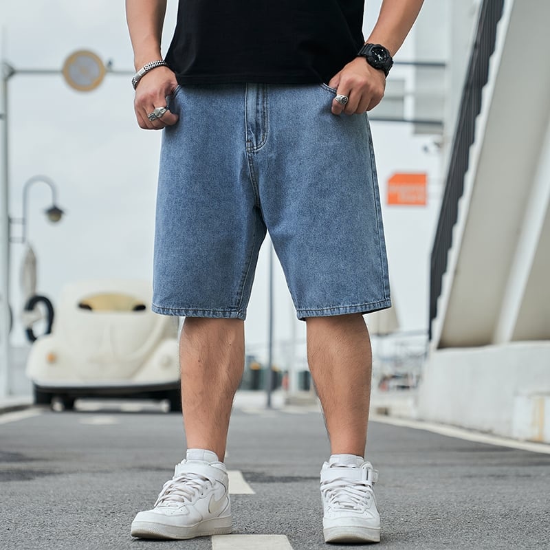 Quần Short Jean Nam  TH Store Cá Tính Phong Cách Ống Suông Lưng Nút