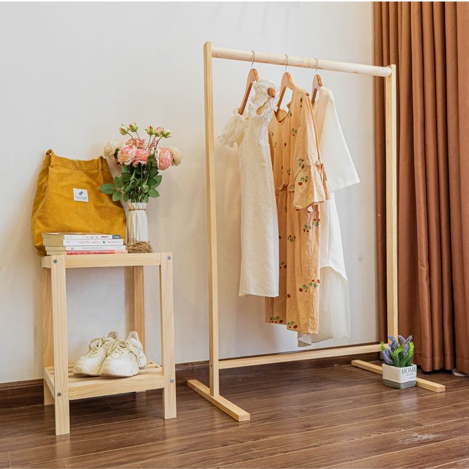 Kệ treo quần áo thanh đơn phong cách Hàn Quốc, chất liệu gỗ thông cao cấp DORIS ACCESSORIES
