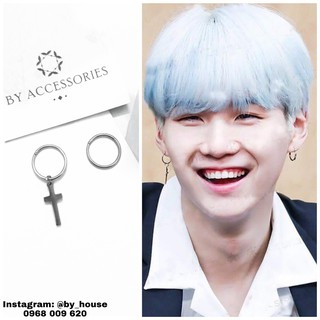 Khuyên tai titan thánh giá khoen tròn mảnh không gỉ Suga BTS shop oanh