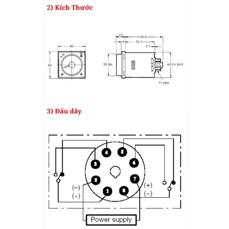 Rơle Hẹn Giờ Trễ H3CR-A8 1.2S-300H Rơle Thời Gian Điều Khiển 8 Chân 100-240VAC 100-125VDC