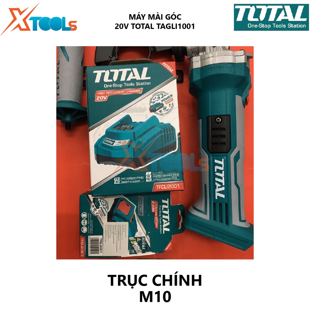 Máy mài góc dùng pin TOTAL TAGLI1001 20V M10 2kg đường kính đĩa mài 100mm thiết kế nhỏ gọn, nhẹ tay - không kèm pin sạc