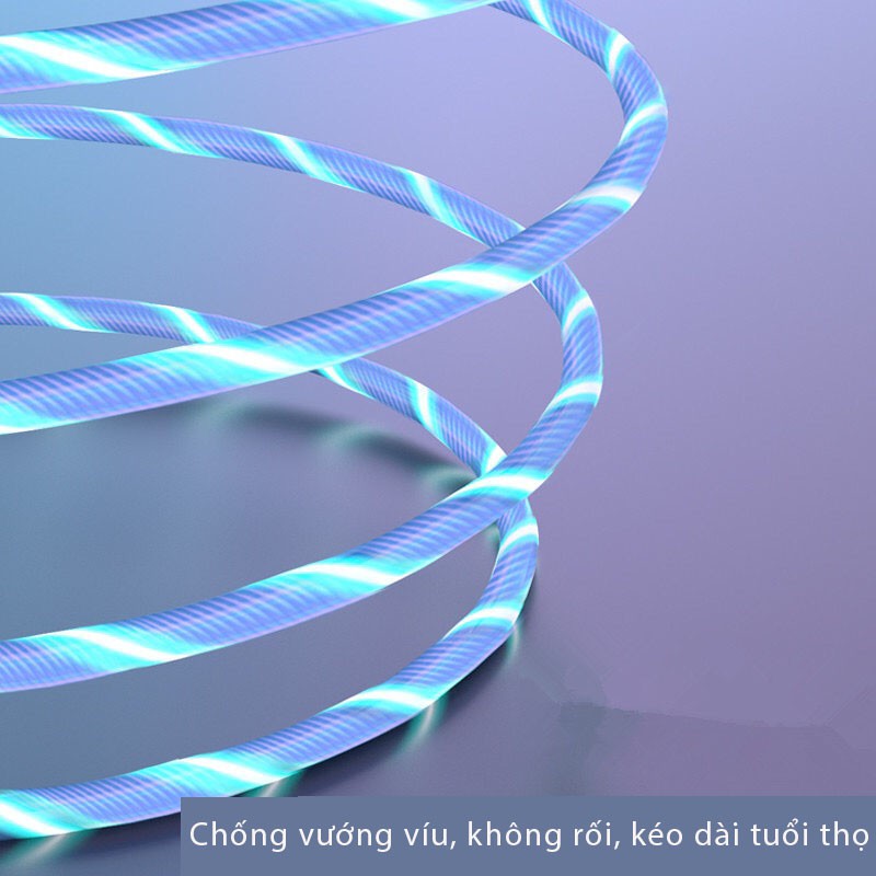 Cáp Sạc Nam Châm Phát Sáng Đèn Led Xoay 360 Độ Dành Cho Iphone, Android, Type-C