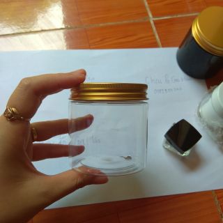 Hũ pet 200gr nhựa trong nắp nhôm vàng ( không nắp lót, hàng mới về)