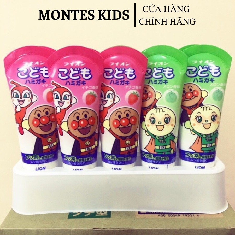 Kem đánh răng cho bé chính hãng Lion Nhật Bản 40g, kem đánh răng cho bé dạng bọt nuốt được Montes Kids