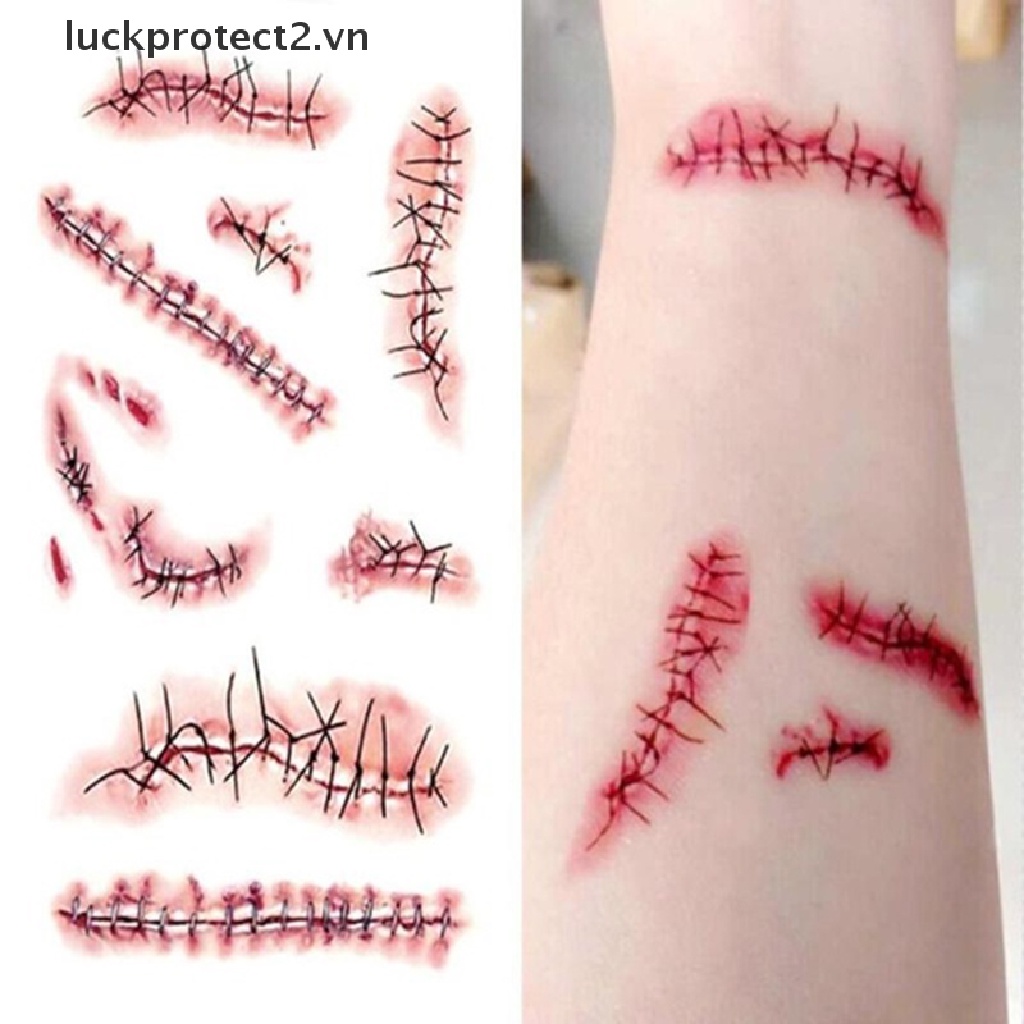 Hình Xăm Dán Vết Thương Máu Tạm Thời Chống Thấm Nước Trang Trí Cơ Thể Dịp Halloween