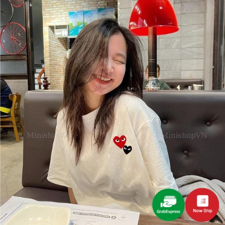 Áo thun unisex giá rẻ / Áo phông tay lỡ in hình trái tim couple form rộng oversize basic tee MinishopVn