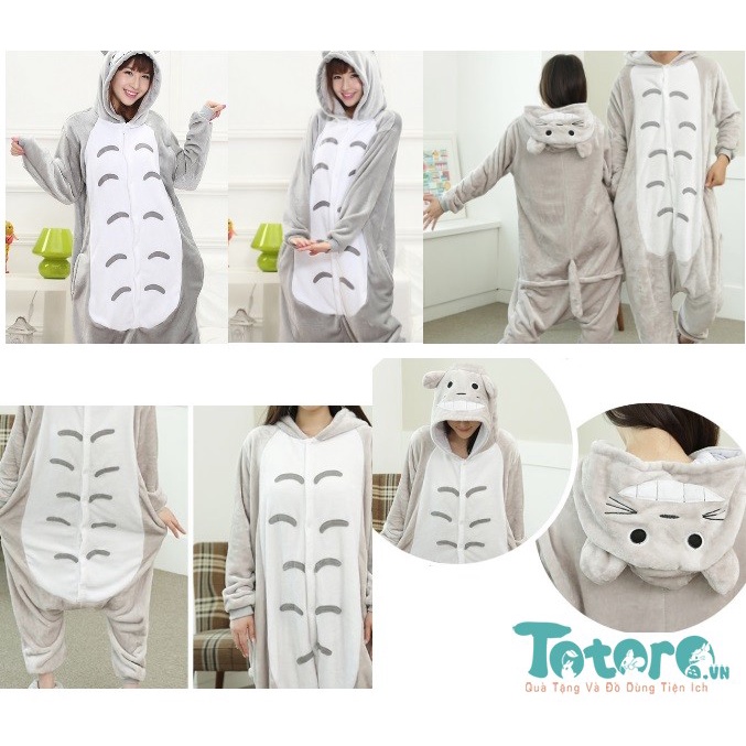 Bộ đồ liền thân Totoro xám nhạt (Người lớn + Trẻ em+ Em bé)