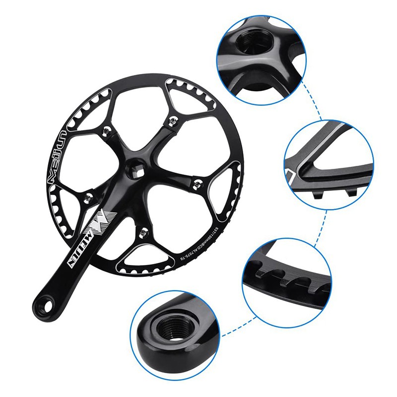 High Quality MEIJUN 53T 170Mm Bicycle Single Chainring Speed Crankset Arm Black