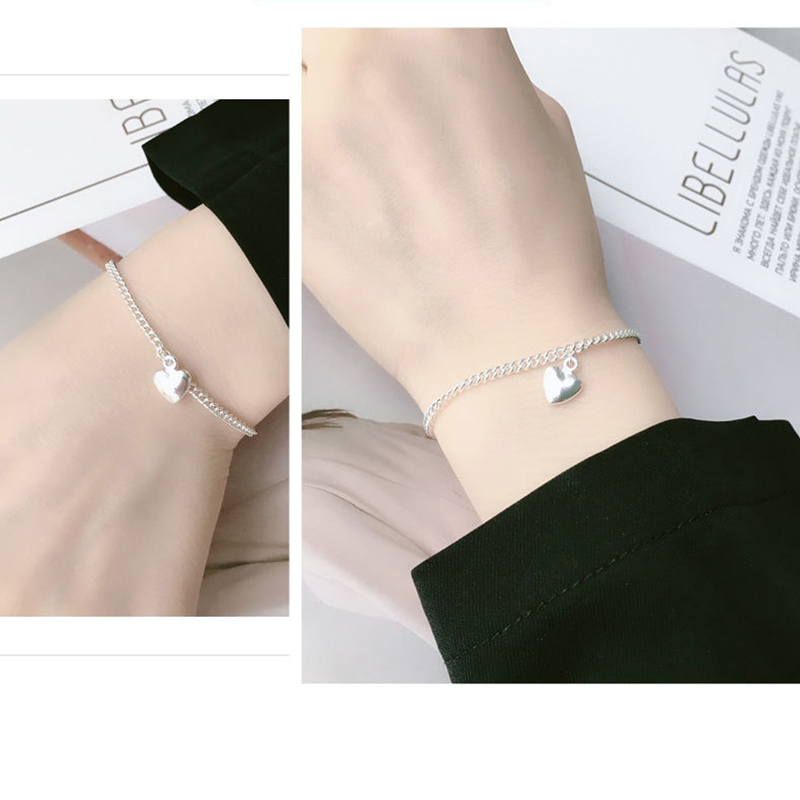 Vòng tay mạ bạc 925 hình trái tim phong cách Hàn Quốc cho nữ
