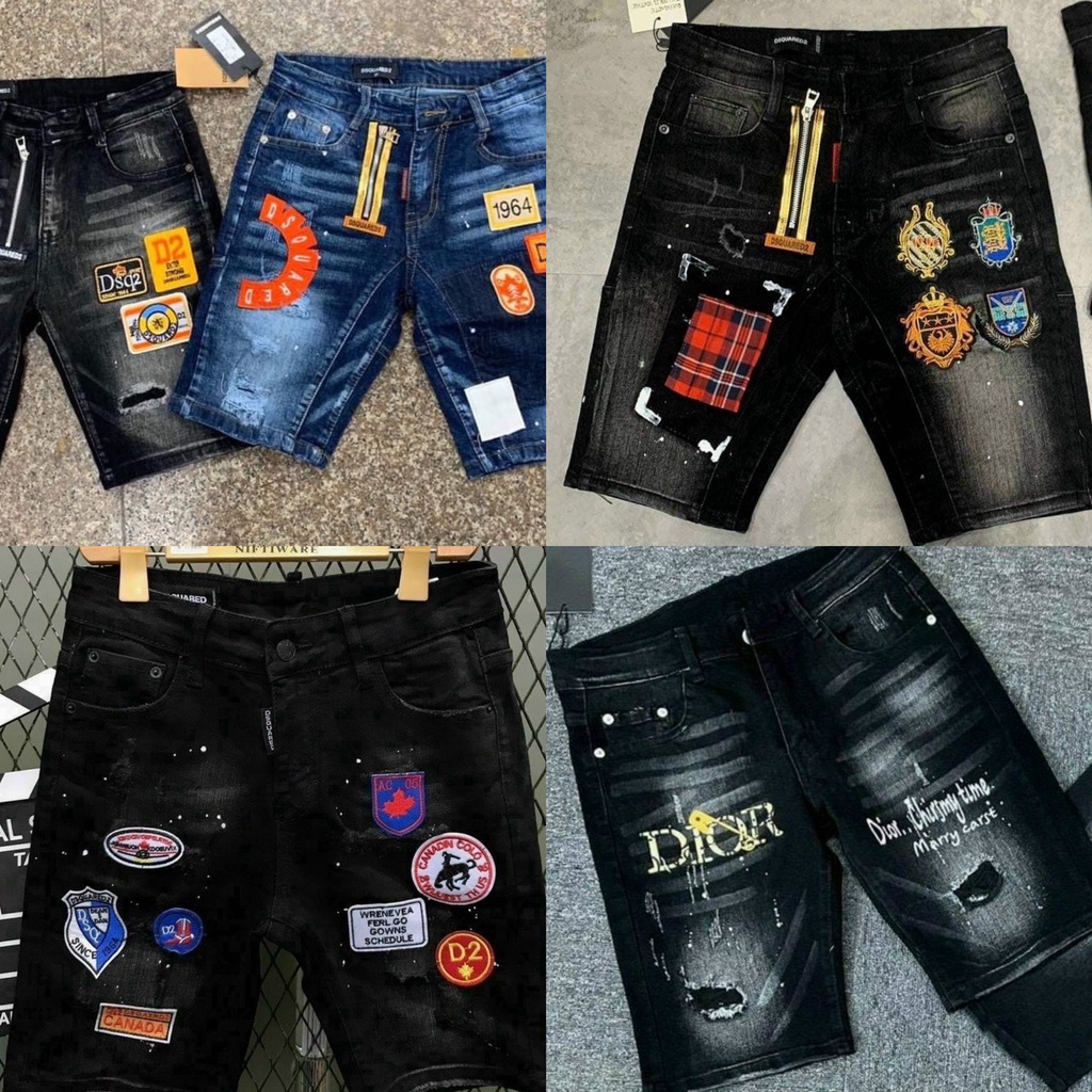 Quần short jean nam ngắn ngố đẹp,chất bò khóa kéo lệch thêu logo nhiều mẫu giá tốt