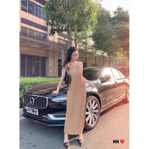 Váy Yếm Dập Ly Maxi Đi Biển 9 Màu
