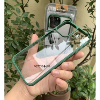 (Xanh rêu Green)_Ốp lưng Sulada trong suốt viền bọc nhôm cho iPhone 13 Pro Max camera Gờ cao siêu đẹp chính hãng cao cấp