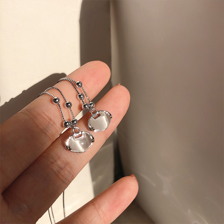 Vòng cổ Mặt Ổ Khóa Đính Đá Mắt Mèo Phong Cách Cổ Điển An Toàn Cho Bạn Gái