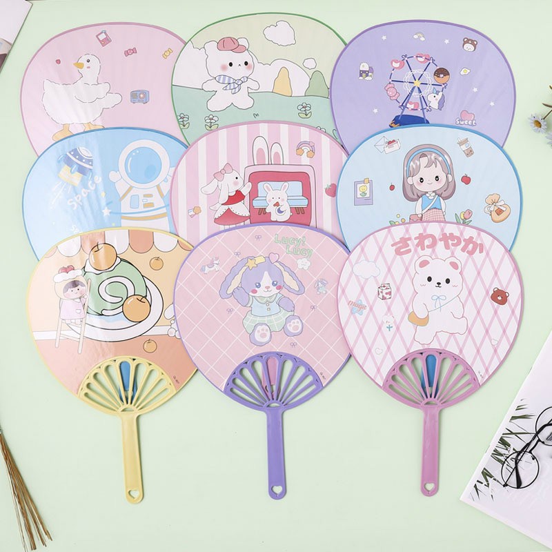 HMD0123 Quạt Nhựa Cầm Tay, Quạt Cầm Tay Cute Hình Tròn Gọn Nhẹ, Tiện Lợi Mùa Hè 2022
