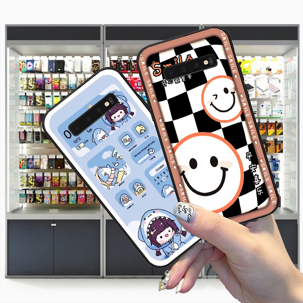 Ốp Samsung S10 / S10 5G / S10 Plus / S10+ in hình gấu caro đen trắng dễ thương siêu bền