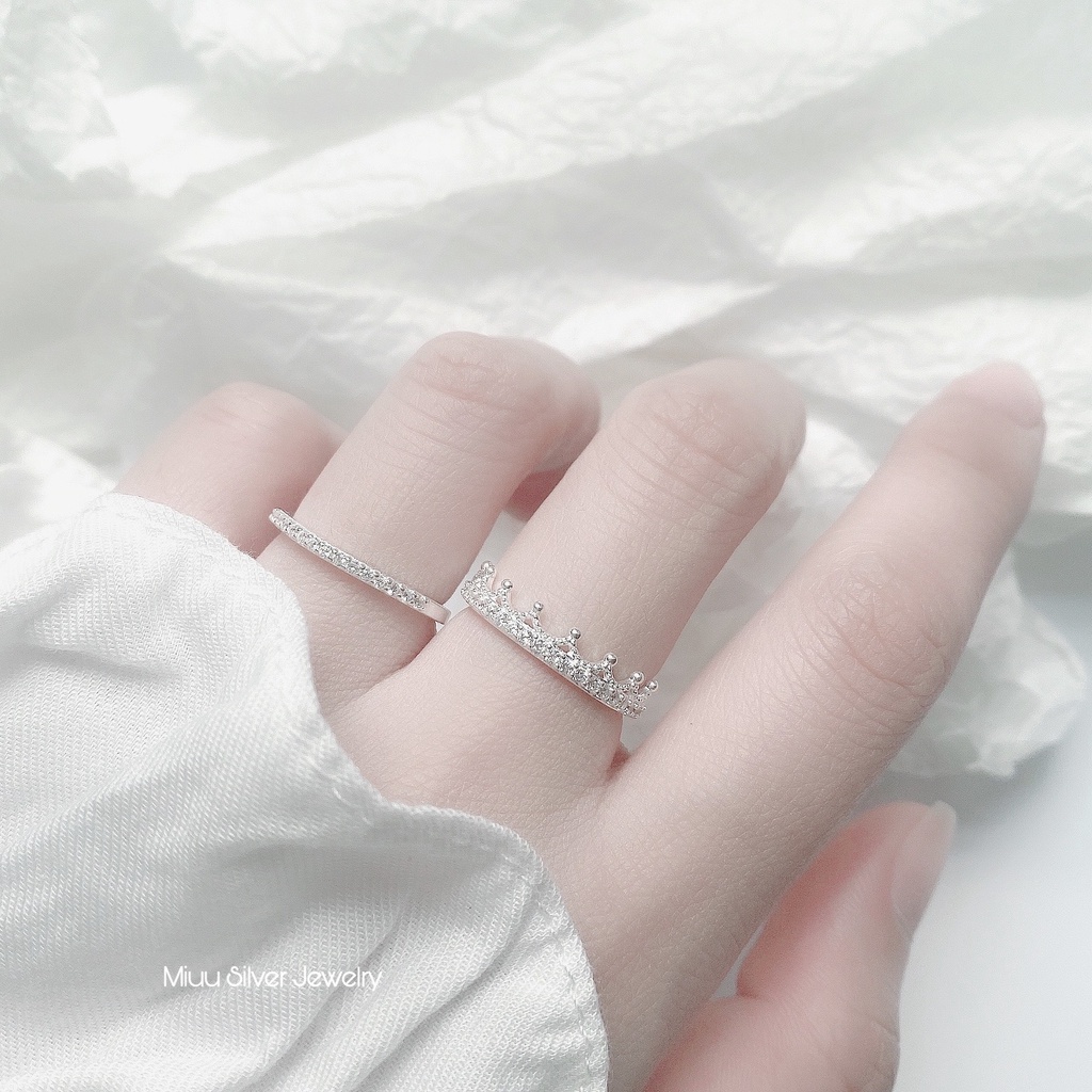 Nhẫn bạc nữ Miuu Silver vương miện đính đá Tiara Ring