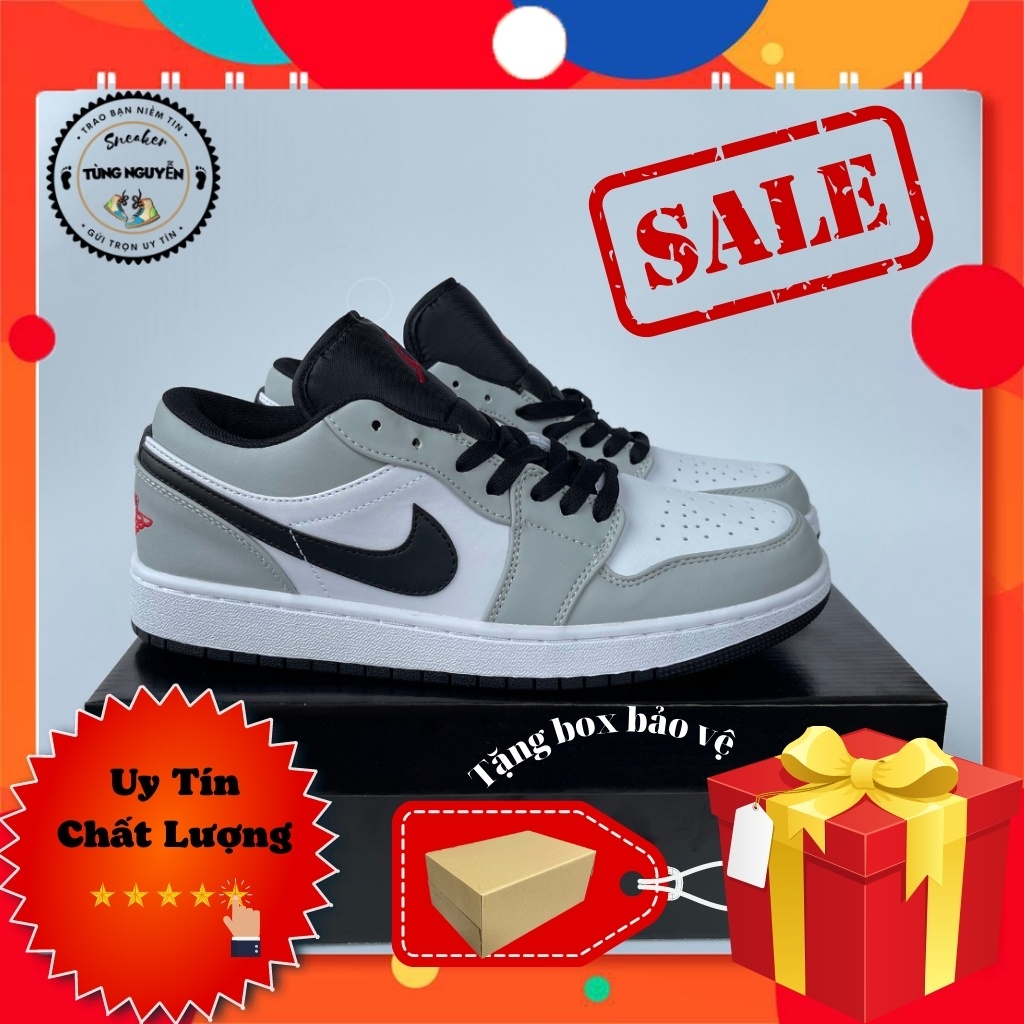 Jordan 1 smoke grey, jd xám gót đỏ, giày sneaker thể thao, full phụ kiện, đế khâu lót nhung 1;1