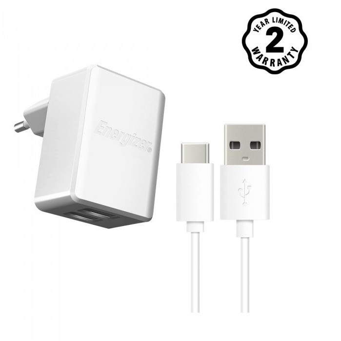 Sạc Energizer ACW2BEUHC23 - 2 cổng, Kèm cáp USB-C