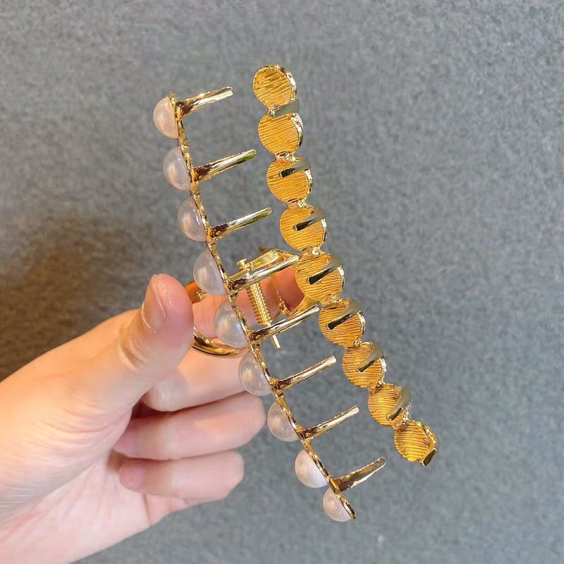 Kẹp tóc Hàn Quốc đính đá Aikimo cặp búi tóc càng cua kim loại sang chảnh xinh xắn cho nữ hottrend KD11cm