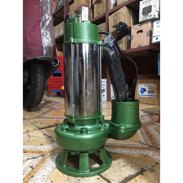 Máy bơm chìm 2hp 1.5kw vỏ inox hút được bùn, điện 220v ống ra phi 80