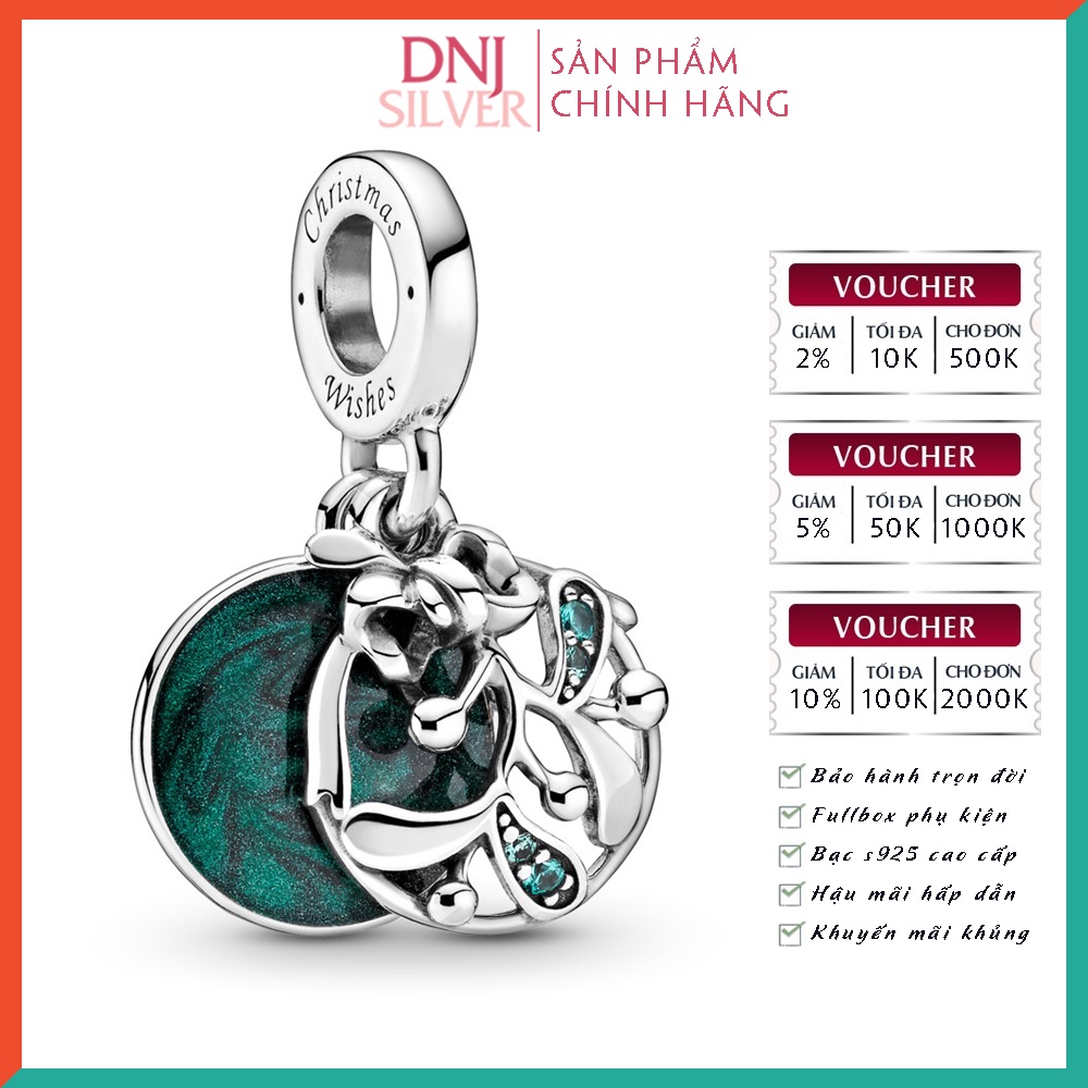 Charm bạc 925 cao cấp, hàng chuẩn bạc - Charm Christmas Mistletoe thích hợp để mix vòng tay charm - DN234