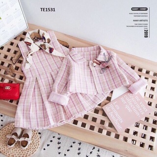 Set váy dạ hoa 2 chi tiết bé gái
