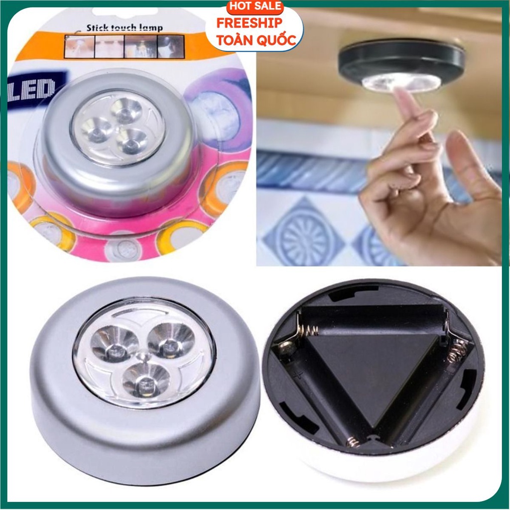 (Video Review) Bán Sỉ Combo 3 Đèn Led Dán Tường 3 Bóng - Gắn Tủ Quần Áo Phòng Ngủ, Tủ Bếp (Bạc) - Dùng Pin AAA