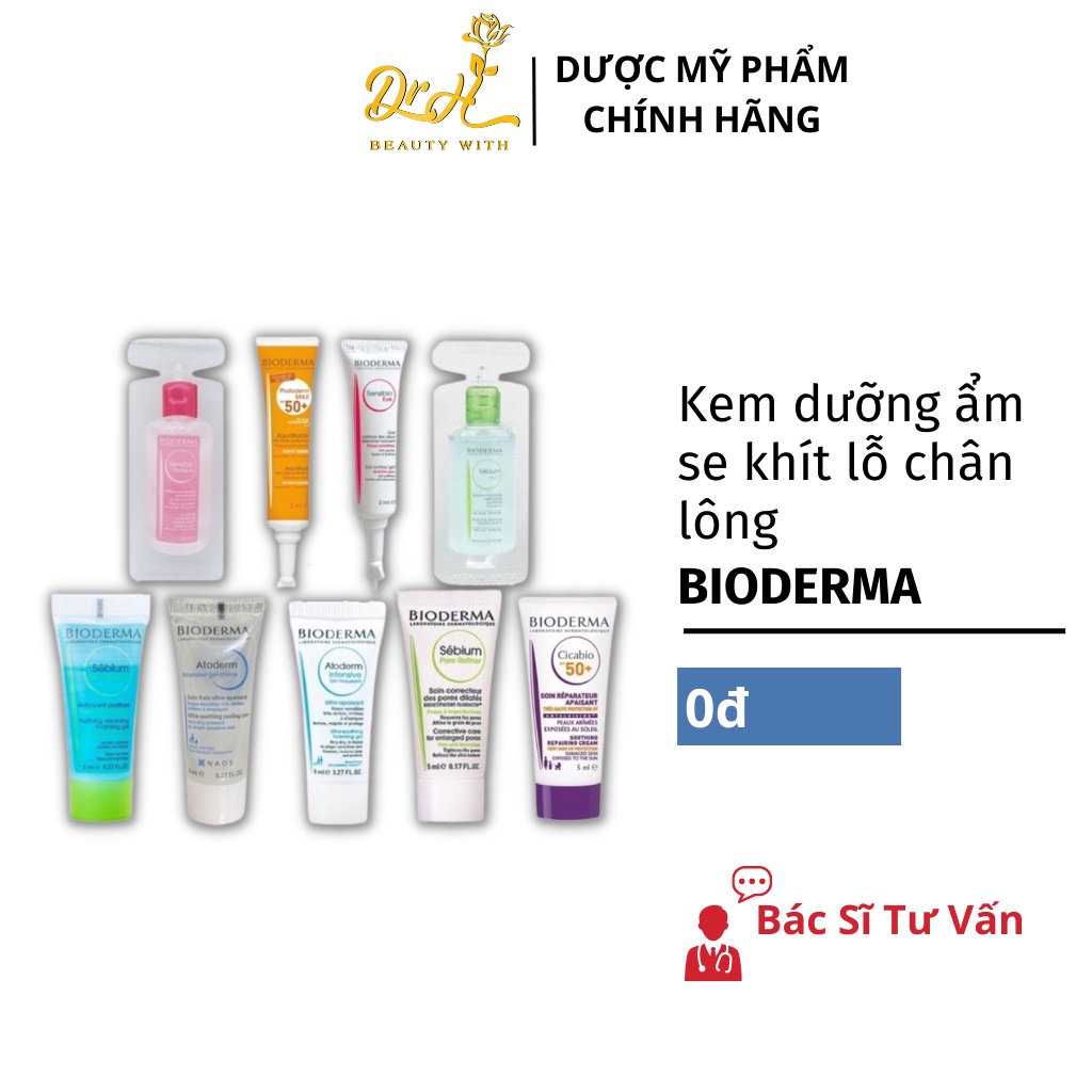 Sample combo dưỡng ẩm da, trắng sáng của Bioderma, size mini tiện lợi - Dr Hoàng Hường