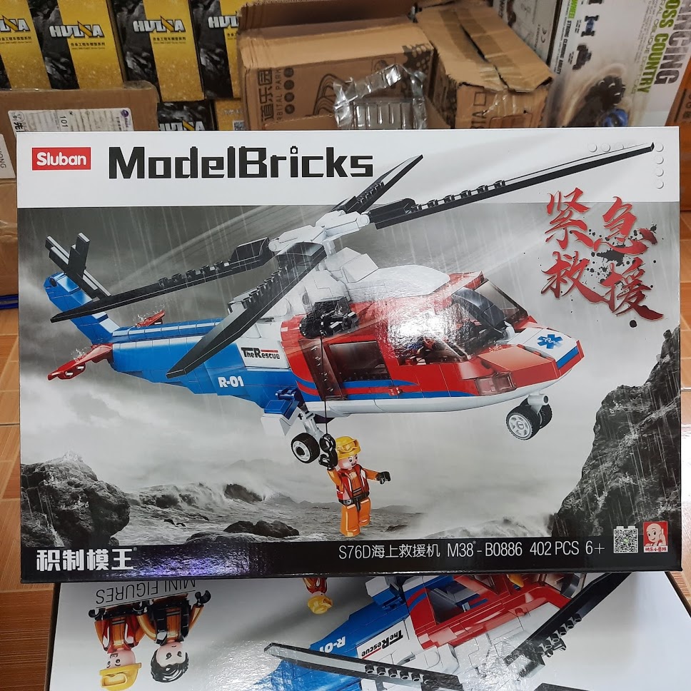 Bộ lắp ghép lego mô hình máy bay trực thăng cứu hộ gồm 402 chi tiết M38-B0886