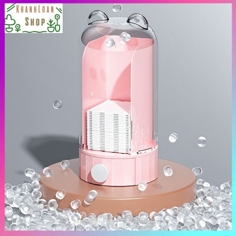 Hộp đựng bông tẩy trang gắn tường hình gấu máy rút bông tẩy trang tự động kháng khuẩn chống bụi