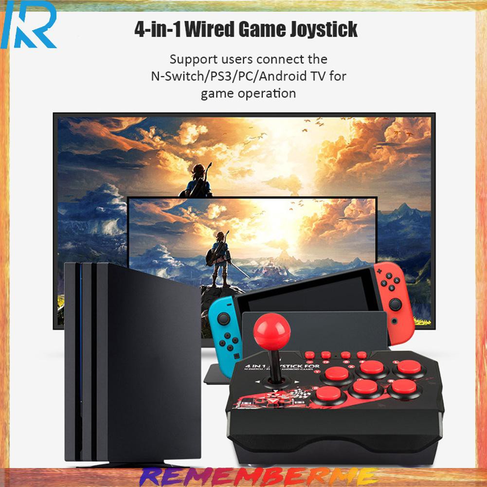 4-in-1 Retro Arcade Game Joystick Station USB Wired TURBO Rocker Controller