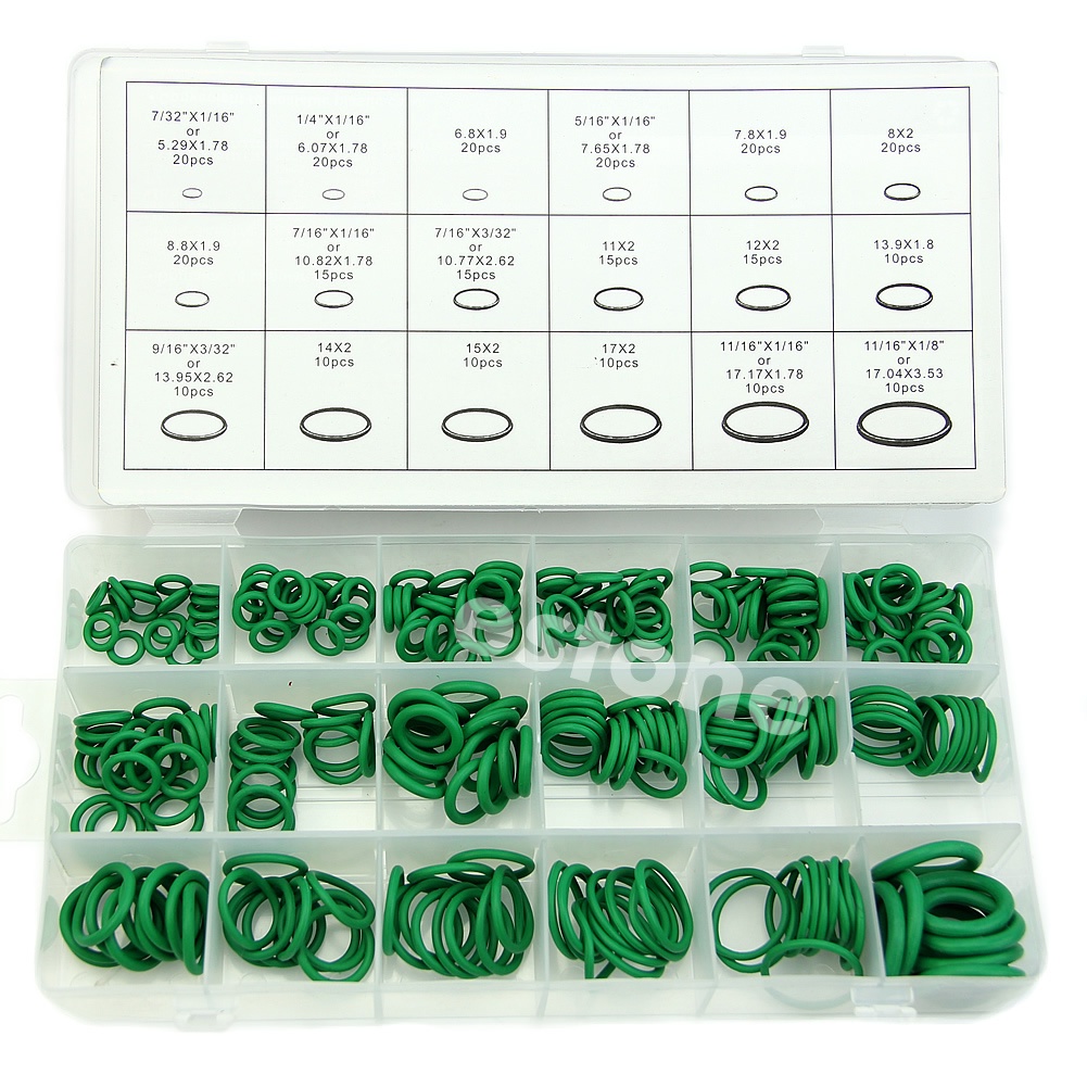 Set 270 Vòng Đệm Cao Su 18 Kích Cỡ Màu Xanh Lá
