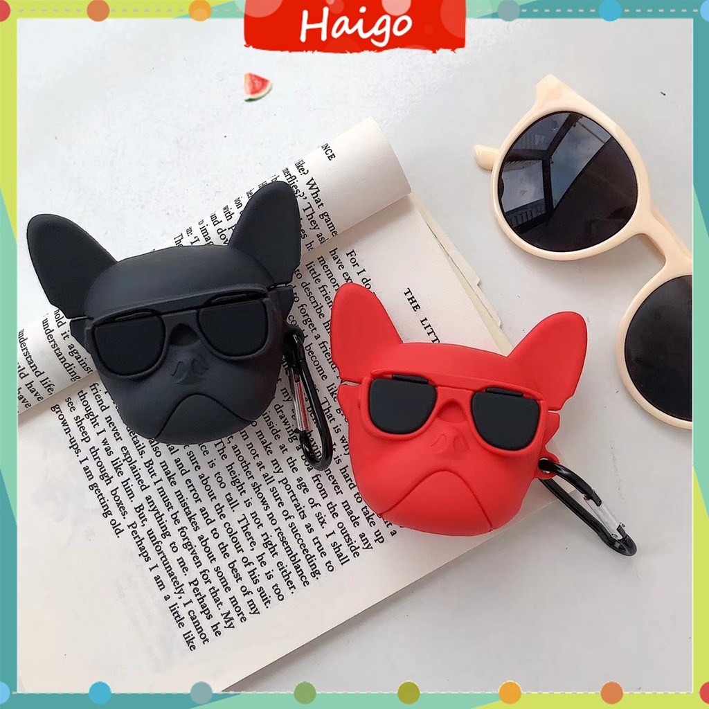 Mềm Silicone Airpods - Thời trang 3D French Bulldog Case phù hợp cho Apple Airpods #HG069