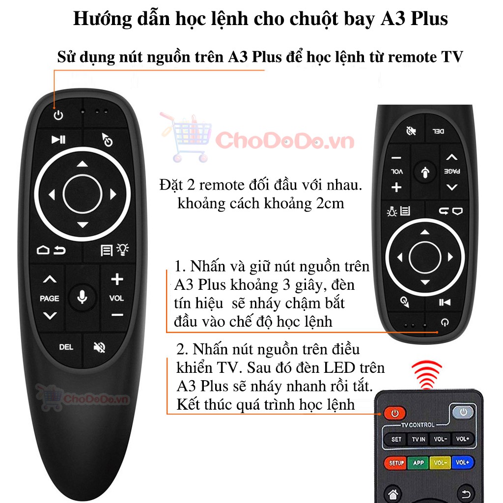 Chuột bay tìm kiếm giọng A3 Plus có đèn LED Voice 1 chạm trên Android Box G10S, G20S hàng chính hãng ENYBOX