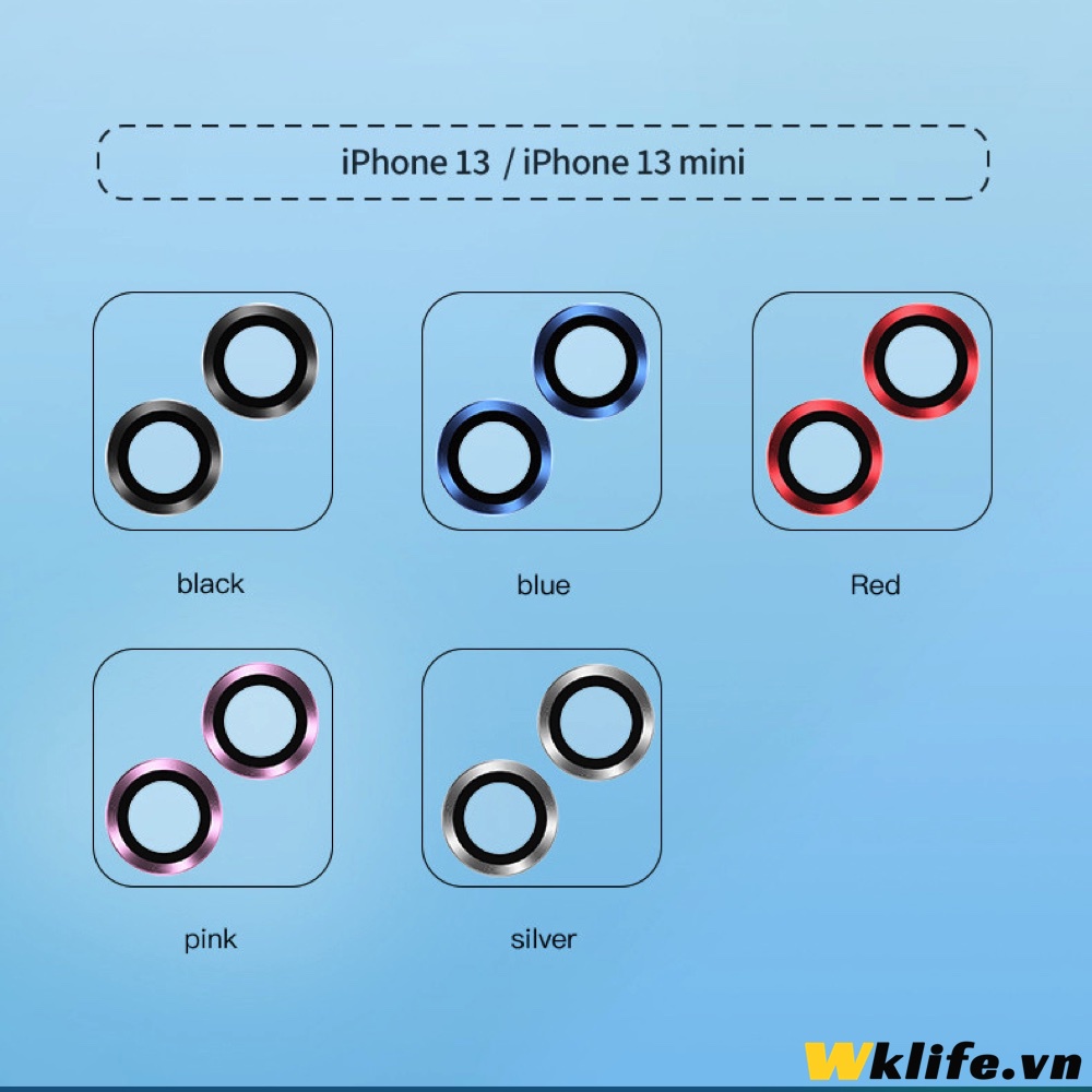 Bộ Lens Bảo Vệ Camera 13 Mini / 13 Totu Viền Kim Loại Kính Cường Lực Có Khung Dán
